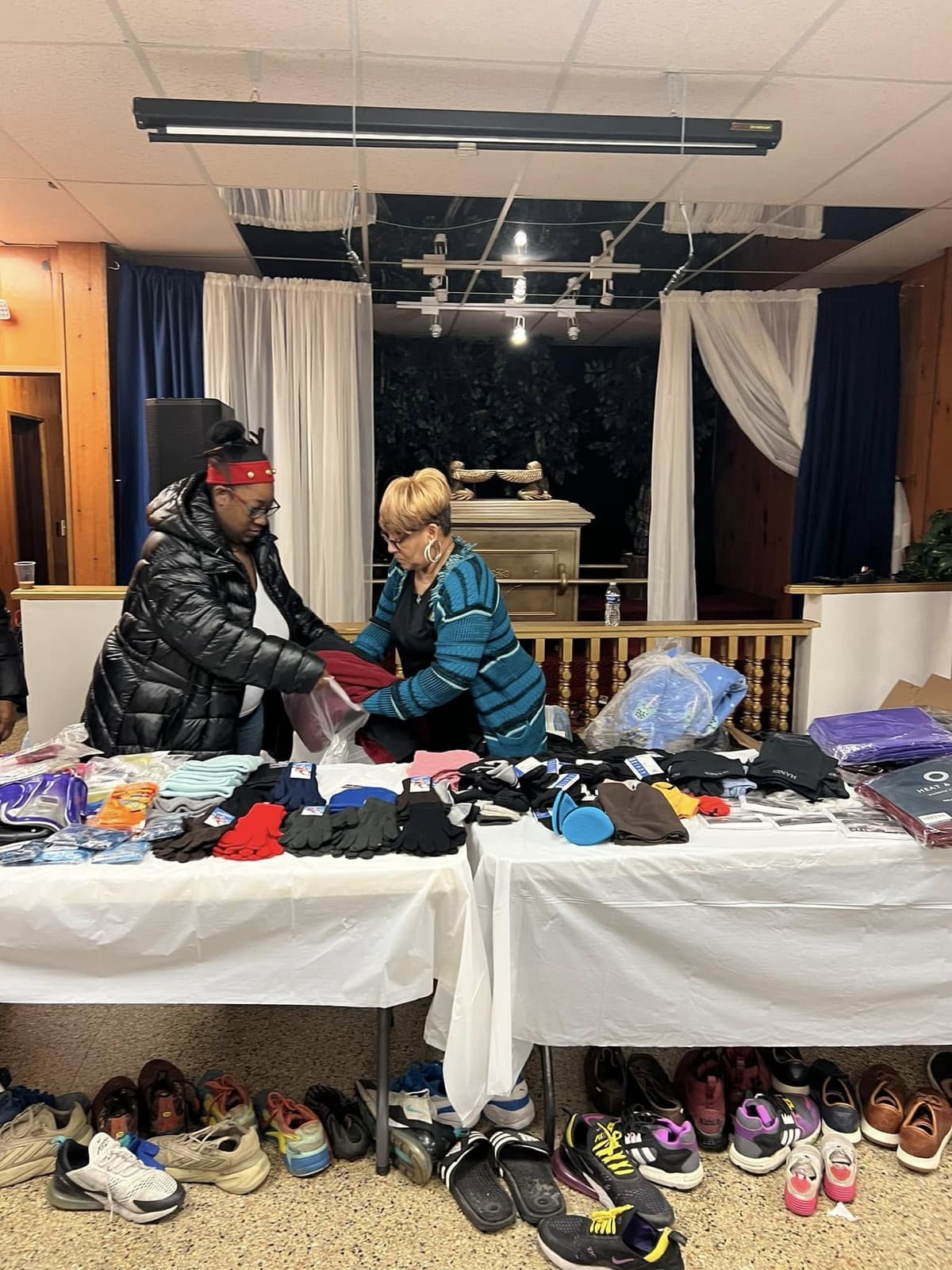 Distribution table at Christ Temple Baptist Church