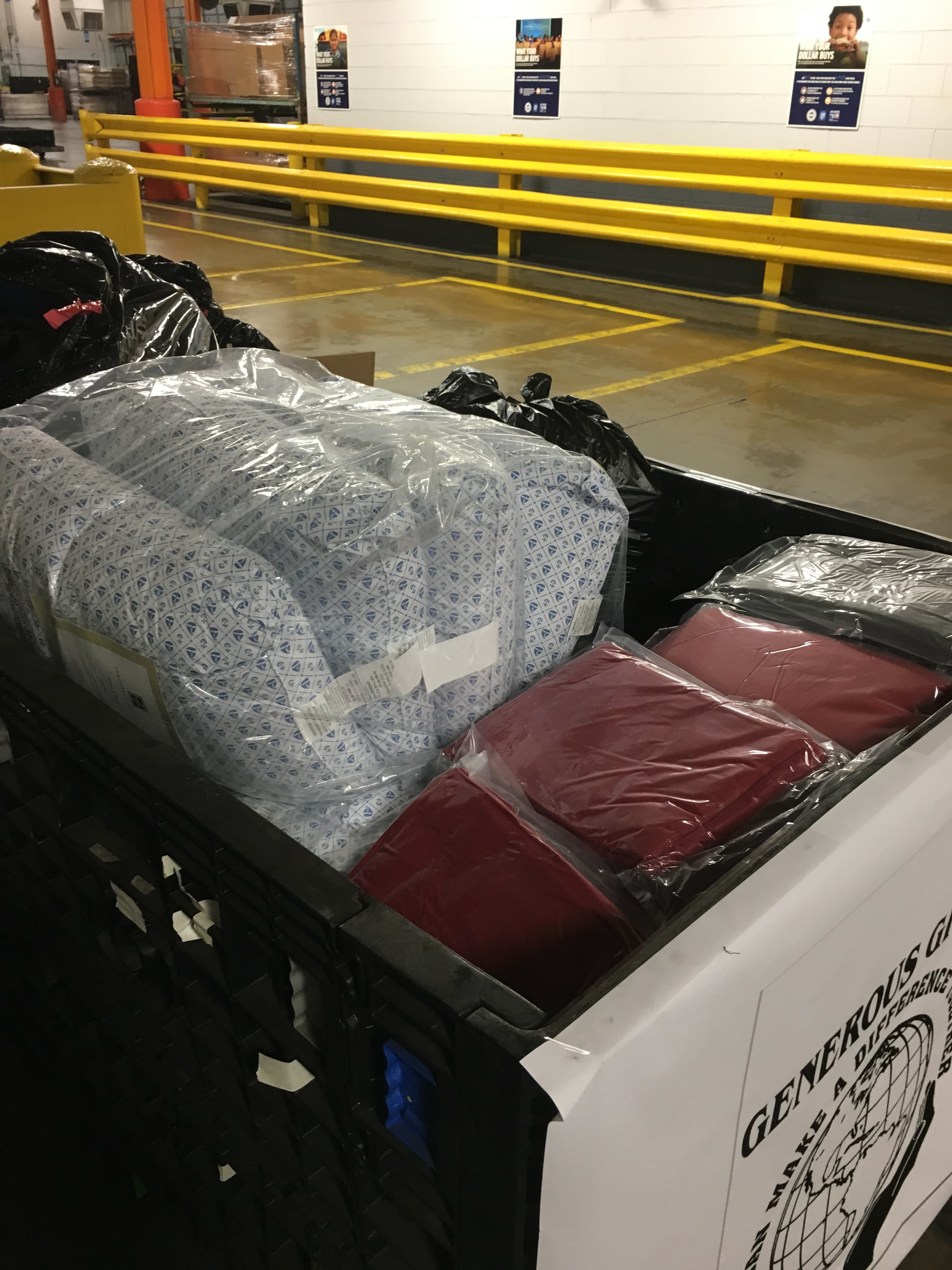 Warehouse of supplies for Generous Giving distribution