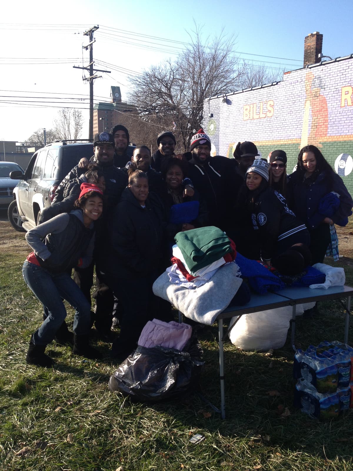 Generous Giving team group photo at blanket drive by Bills Recreation