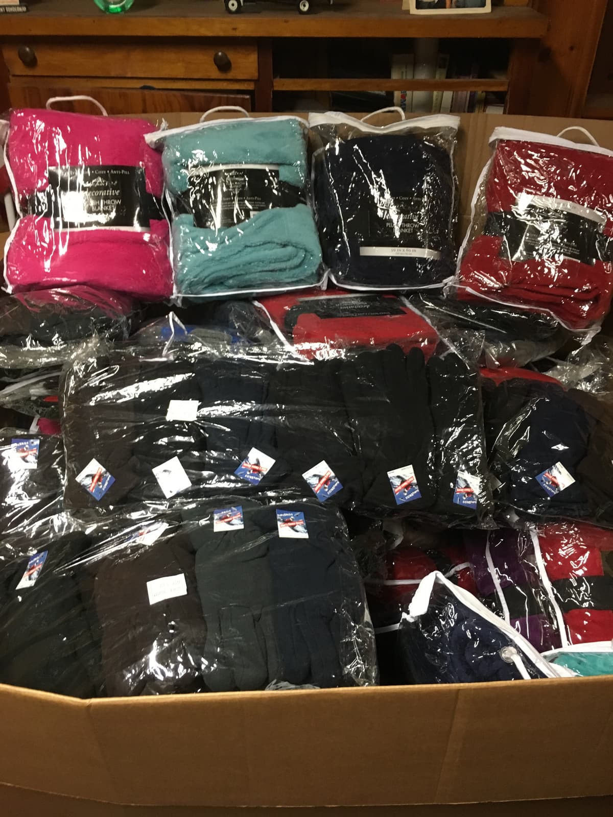 Packaged blankets ready for distribution