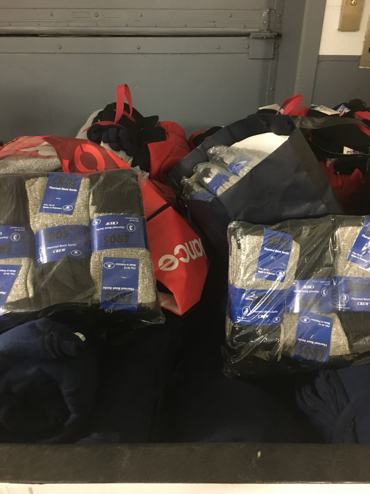 Thermal socks and gloves collected for donation