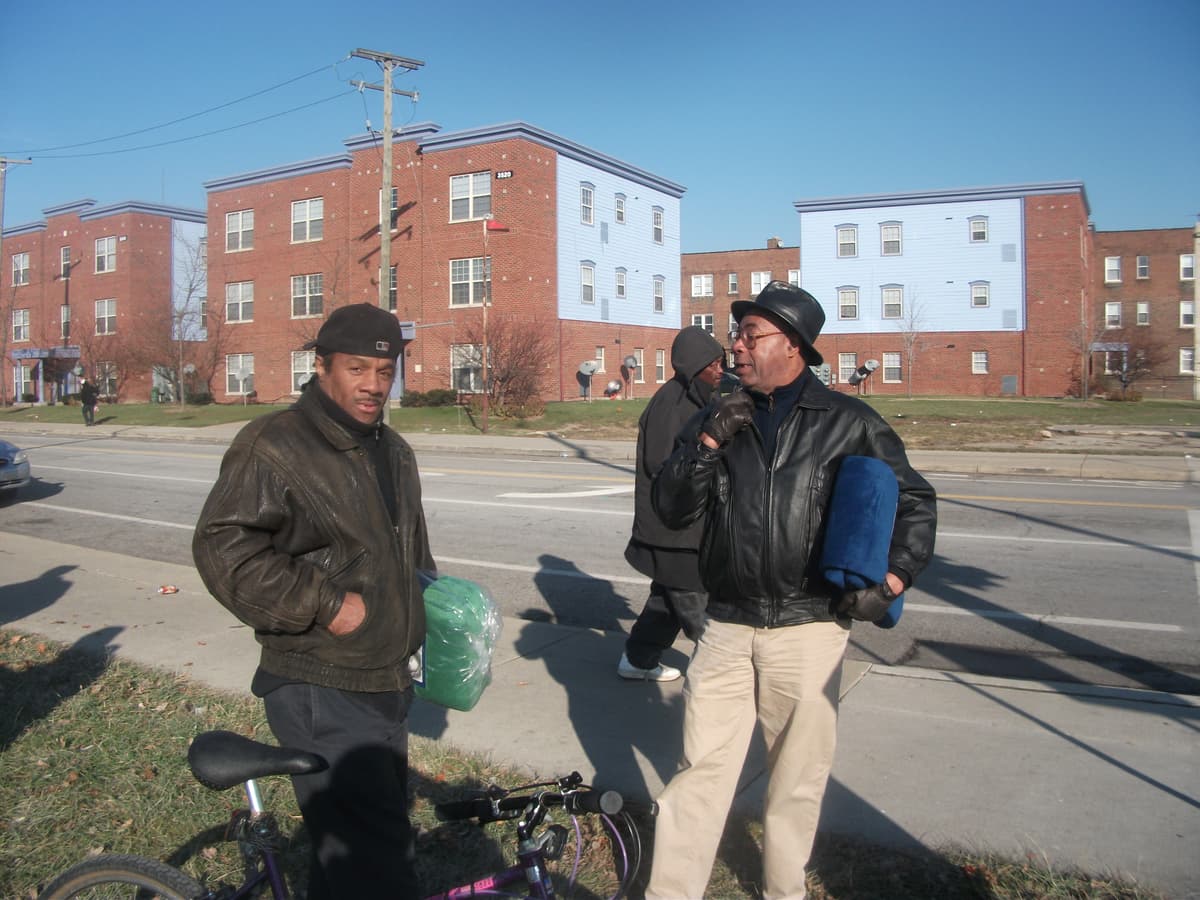 Community gathering for blanket distribution