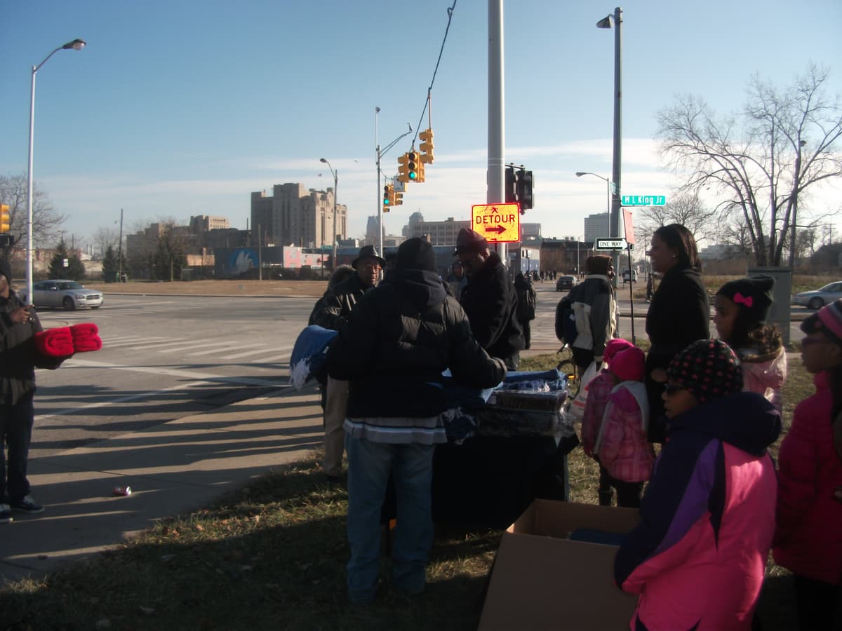 Distribution day at MLK — kids and families present