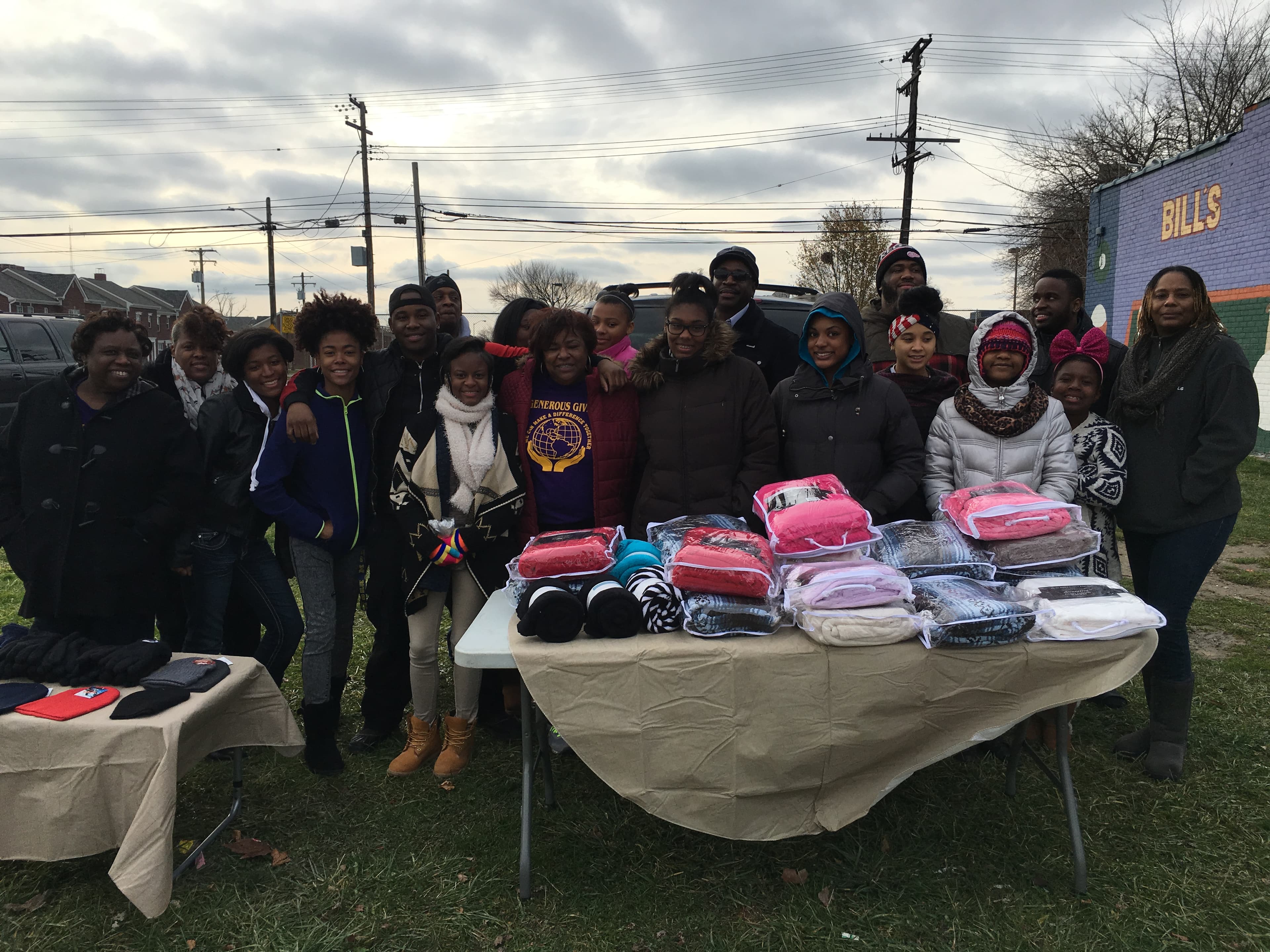 Generous Giving Detroit team distributing blankets and supplies to the community
