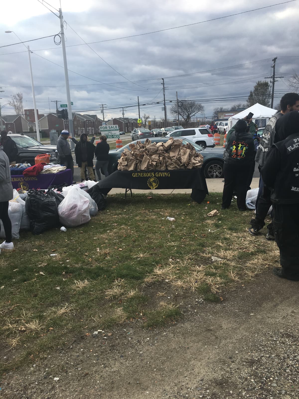 Motorcycle club partnership at a giving event